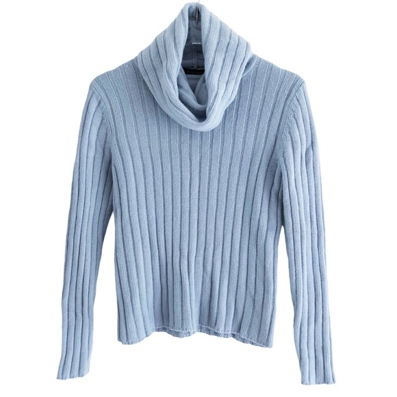 Lauren Ralph Lauren Wool Angora Cashmere Blend Cowl Neck Sweater Blue MP - Picture 1 of 7